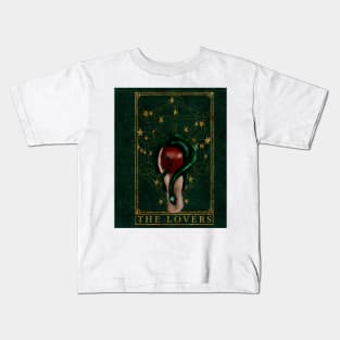 The Lovers Tarot Card Dark Green Snake Gemini Constellations Gold Foil Kids T-Shirt